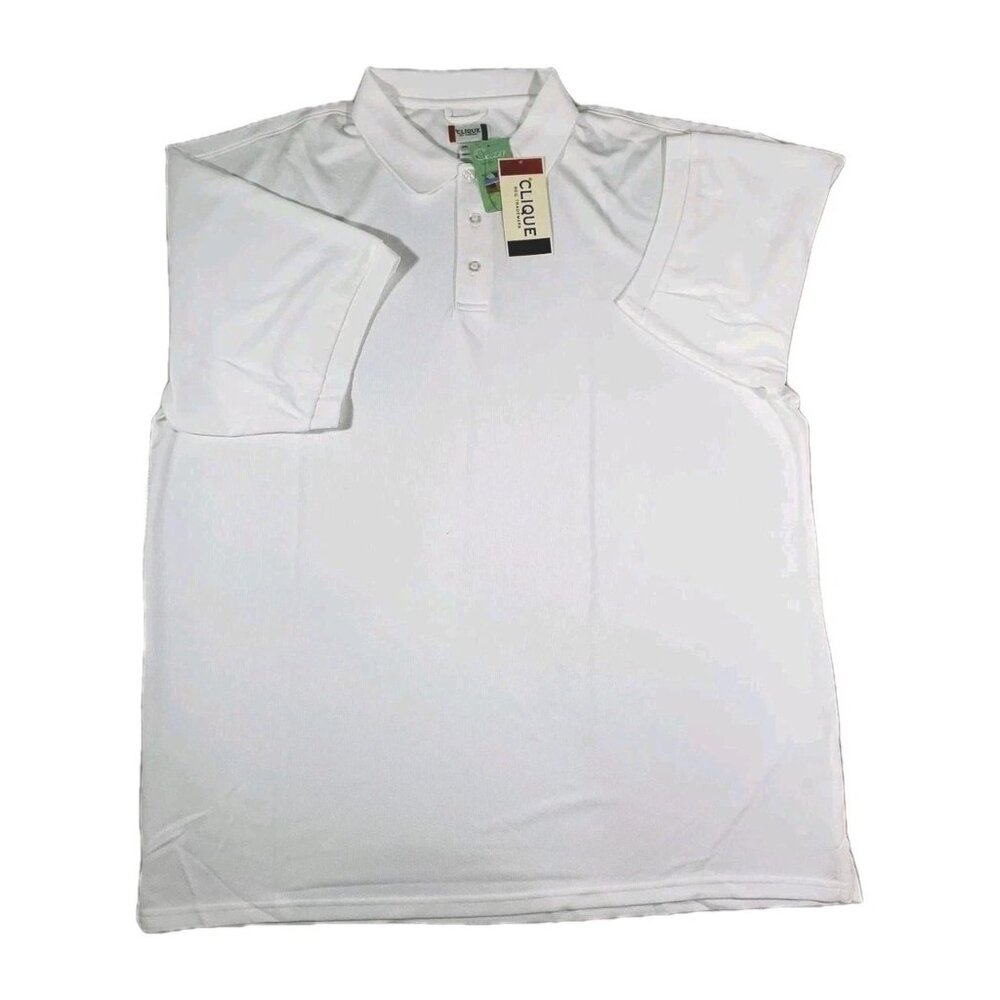 CLIQUE WHITE GOLF POLO SHIRT MENS COOL DRY SHORT SLEEVE 5XL NWT